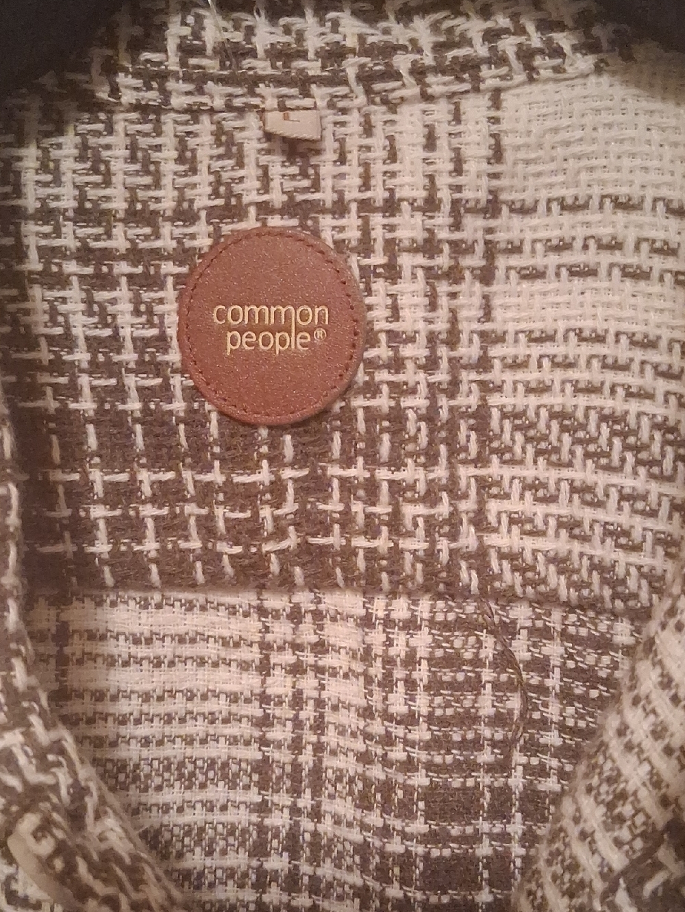 Common People Tweed Overshirt in Cream & Brown L